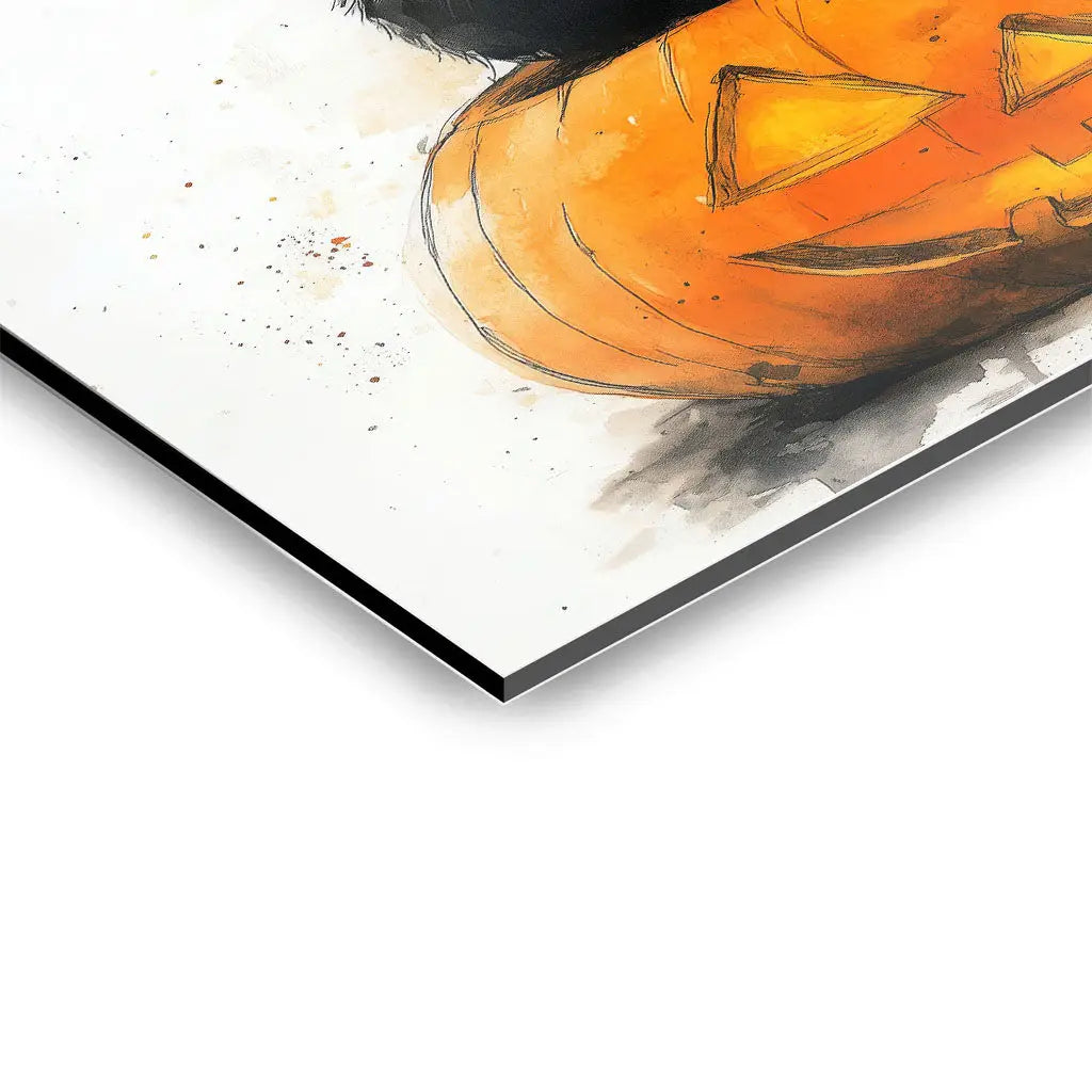 "BLACK CAT AND PUMPKIN"