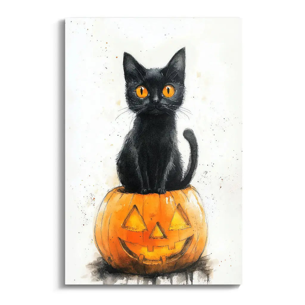 "BLACK CAT AND PUMPKIN"