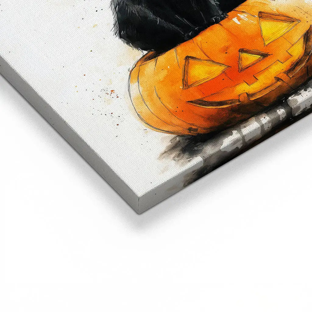 "BLACK CAT AND PUMPKIN"