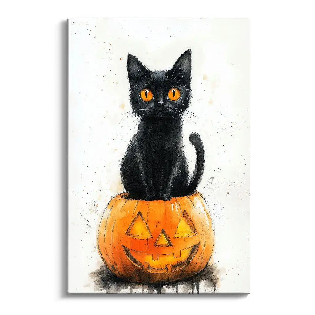 "BLACK CAT AND PUMPKIN"