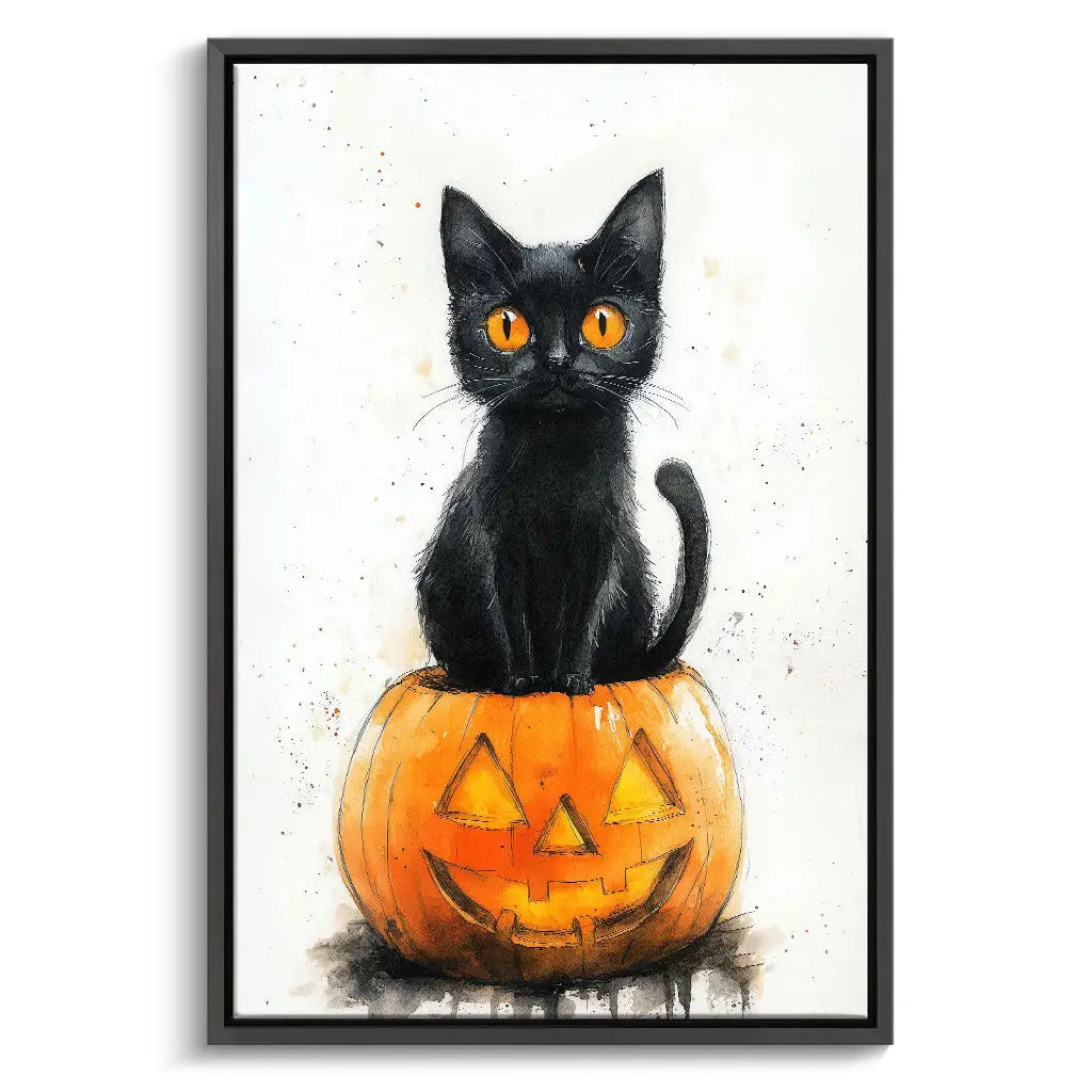 "BLACK CAT AND PUMPKIN"
