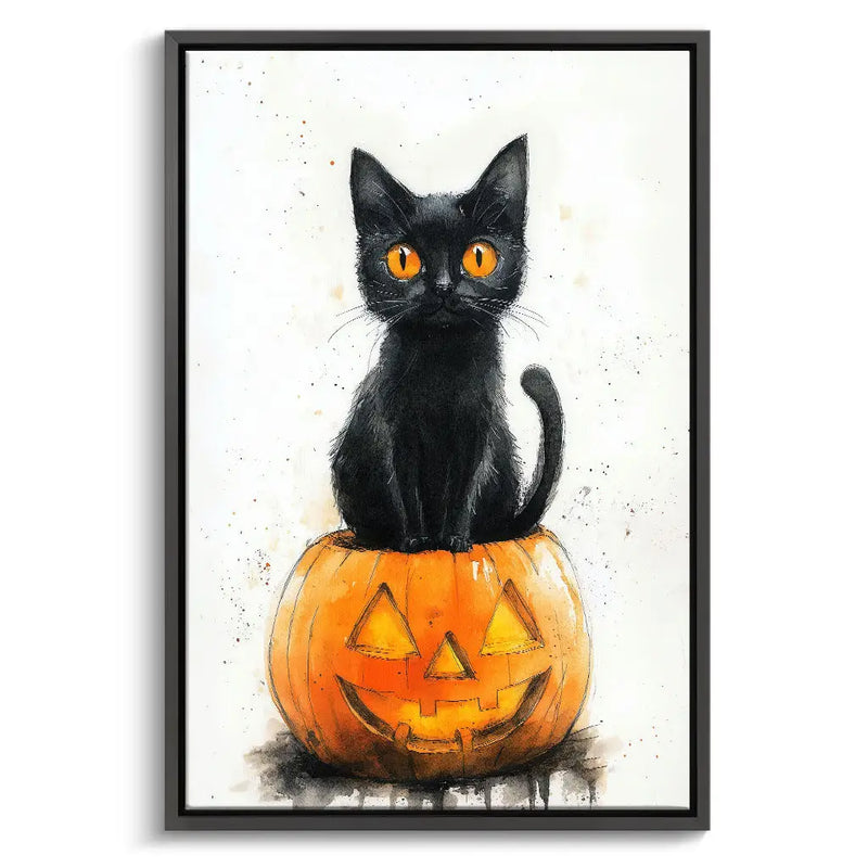 "BLACK CAT AND PUMPKIN"