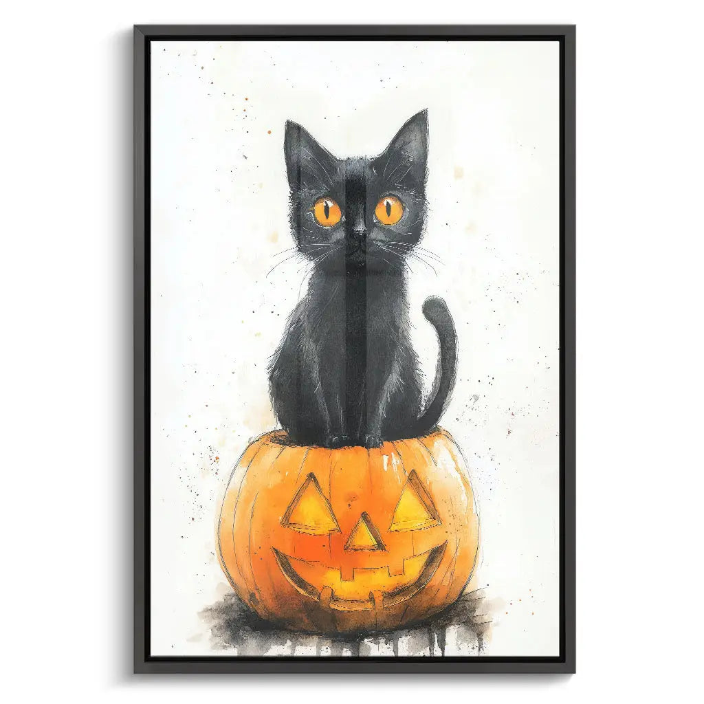 "BLACK CAT AND PUMPKIN"