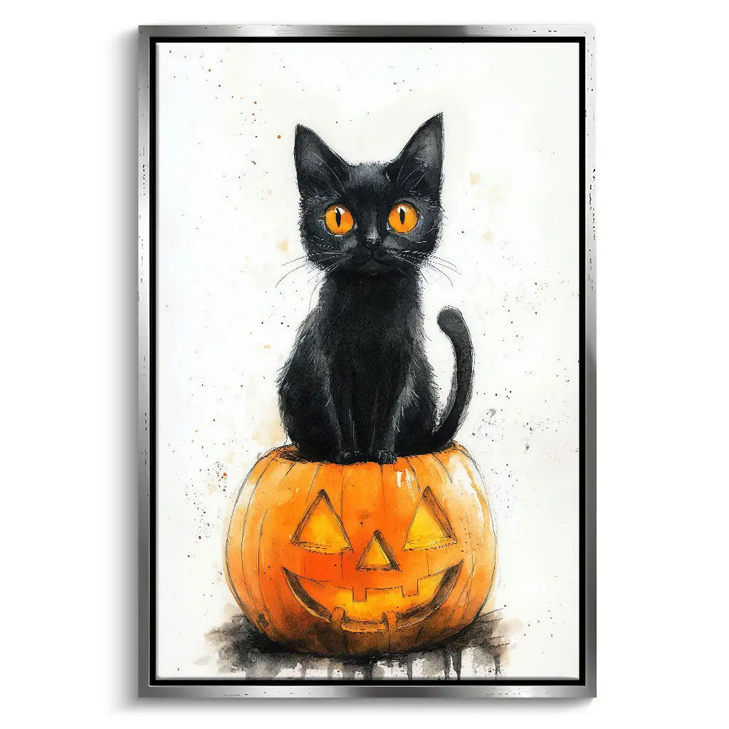 "BLACK CAT AND PUMPKIN"