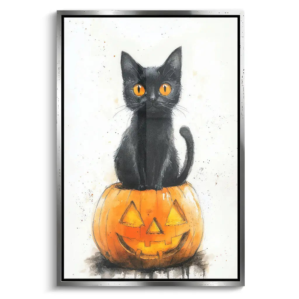 "BLACK CAT AND PUMPKIN"
