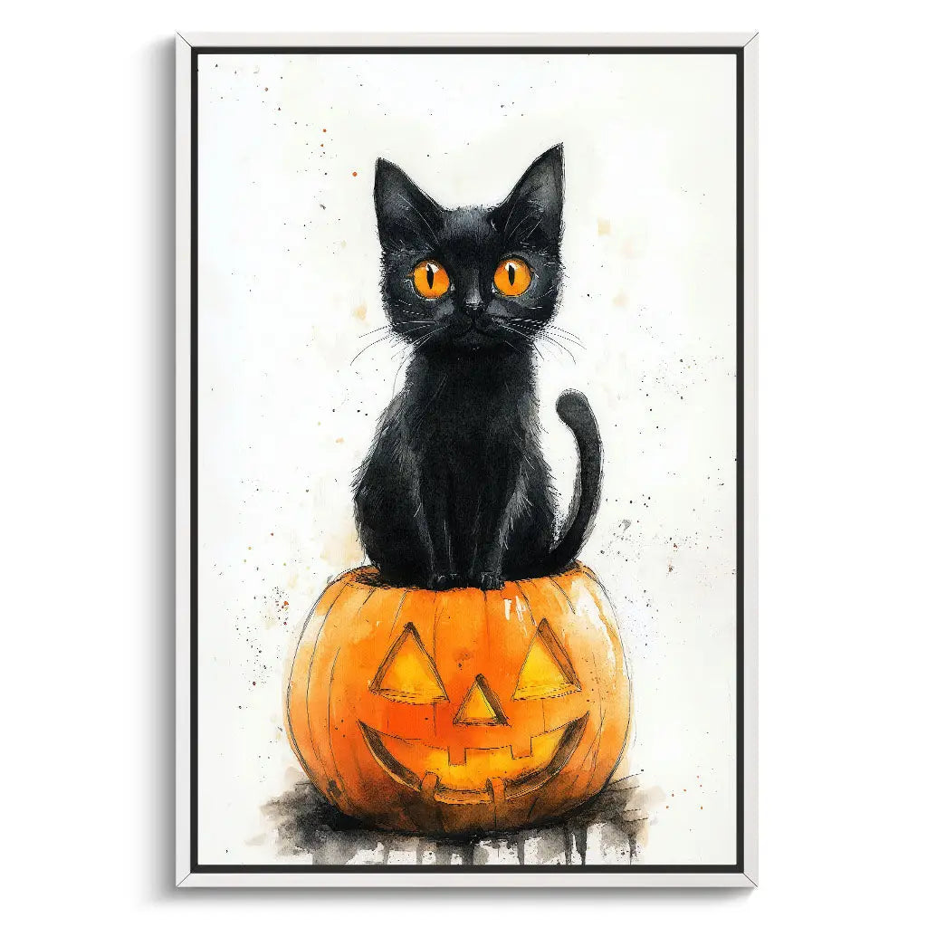 "BLACK CAT AND PUMPKIN"