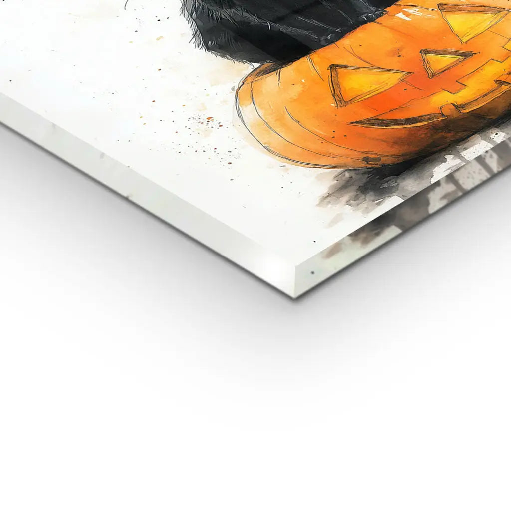 "BLACK CAT AND PUMPKIN"
