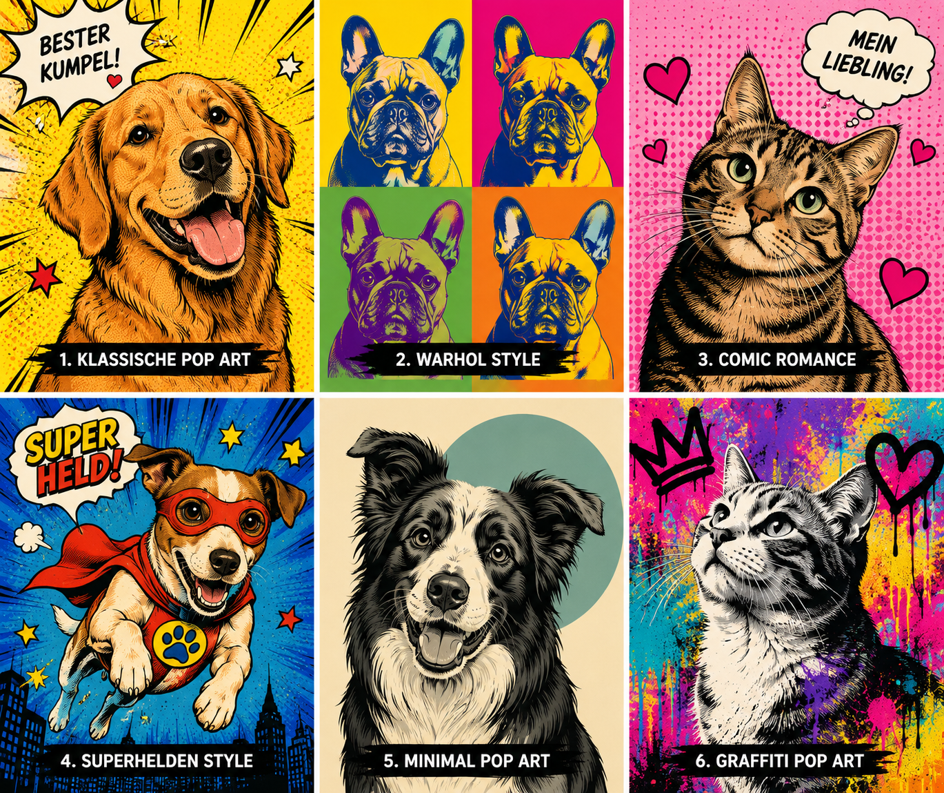 "Mein Haustier als Pop Art Kunstwerk" - Leinwand